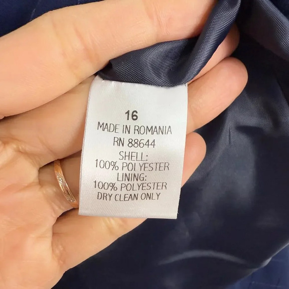 John Mayer of Norwich Blazer size 16 Blue Embroidered Shoulder Pads Career Work - Picture 7 of 9